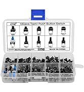 OCR 180Pcs Tactile Push Button Switch 10 Values 6x6mm Micro Momentary Tact Button Switches Assort...