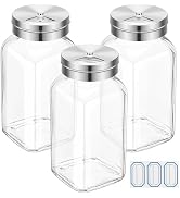 Segarty 6oz Spice Bottles with Stainless Steel Shaker Lids 3 Pack, 180ml Large Square Spice Jars ...