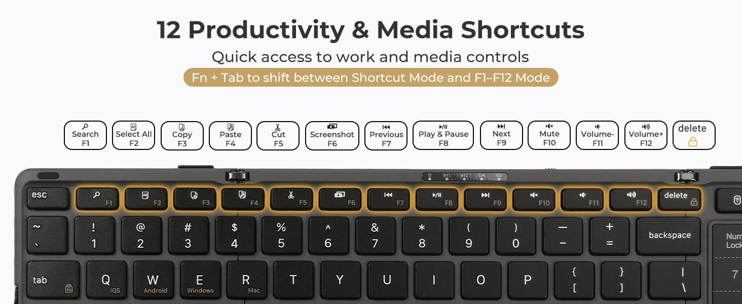 Aimarz AF01 keyboard with labeled productivity and media shortcut keys.