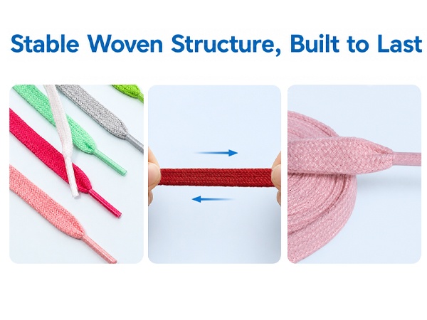 Aiahoel stable woven shoelaces: durable structure, non-stretch, built to last for everyday shoes.