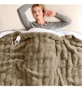 Homemate Heated Blanket Electric Throw - 50"x60" Heating Blanket Throw 1/2/4/6/8 Hours Auto-Off 1...