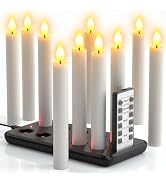 PChero Flameless Taper Candles with Remote & Charging Station, 10 Pack 6.7