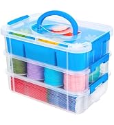 Eppingwin 3 Layers Craft Storage Box, Storage Bins with Lids, Plastic Storage Container Box with ...