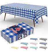 misaya 4 Packs Buffalo Disposable Table Cloth, 54 x 108 Inch Waterproof Plastic Tablecloth, Recta...