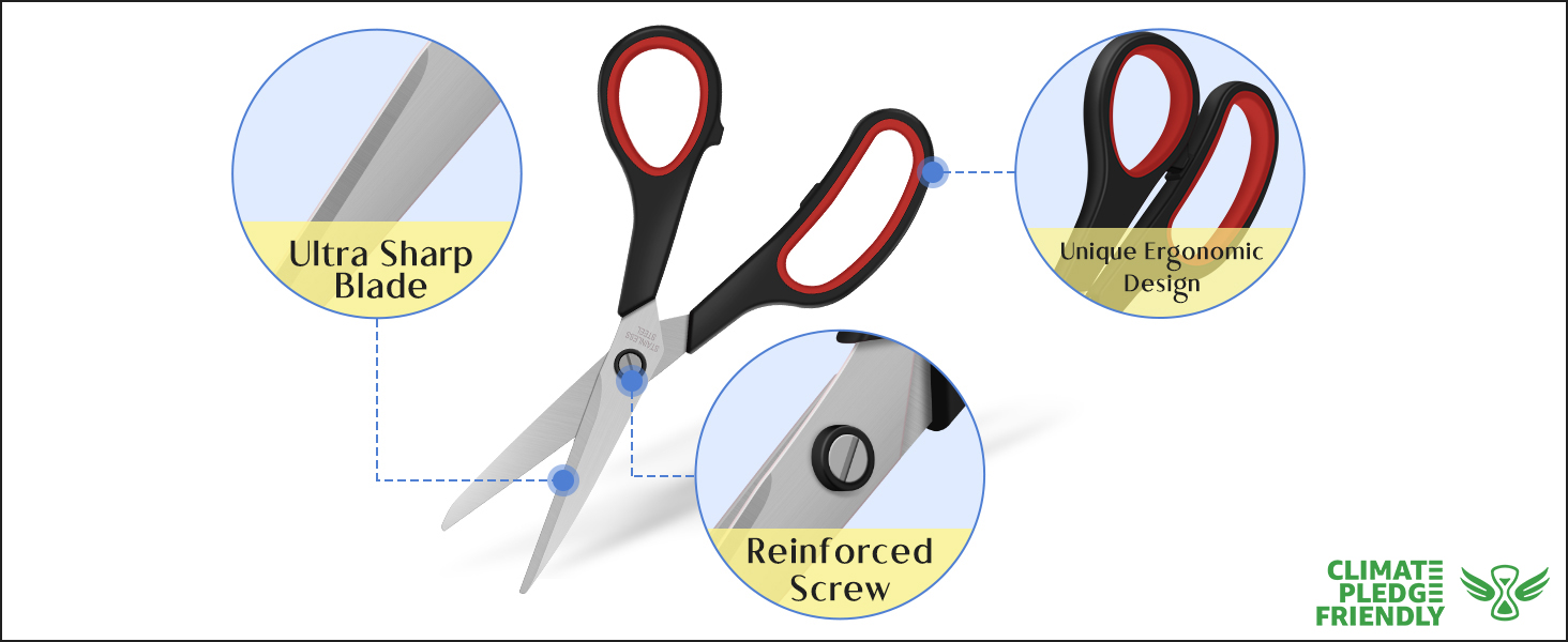Scissors for Office School Supplies Sharp Shears for Home Craft Sewing Fabric Right/Left Handed