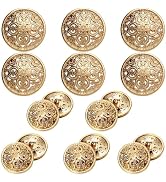 Bright Gold Buttons for Blazer, 16pcs Metal Blazer Buttons for Clothes, 18mm/0.7IN 23mm/0.9IN Rep...