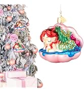 Hzyc Mermaid Christmas Tree Ornaments,Hand-Blown Glass Ornaments for Tree,Shell Mermaid Collectio...