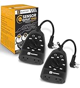 Outdoor Black Timer Outlet, 24 Hour Mechanical Light Sensor Timers Switch Plug in Dusk to Dawn, W...