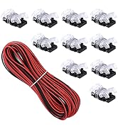 SUPERNIGHT 10 Pack 2 Pin LED Connectors 10mm with16.4ft 22 Gauge 2 Conductor Extension Cable Sold...