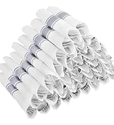 Joyido 50Guests Pre Rolled Silver Plastic Silverware Sets - Heavy Duty Silver Cutlery - Include 5...