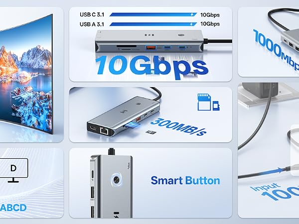 USB C Docking Station tirple monitor