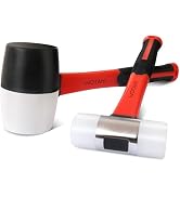 WOTAHI 2-Piece Rubber Mallet Hammer Set-16 oz. White and Black Rubber Mallet and 35 mm Dual Nylon...