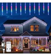Brightown Icicle Lights Outdoor with Remote, 20ft 100 LED 20 Tubes Connectable Ice Shape Hanging ...
