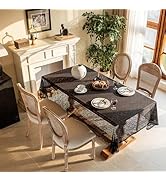 UWWGKK Lace Tablecloth Exquisite Embroidery Floral, Table Cloth Rectangle Table with Wavy Openwor...