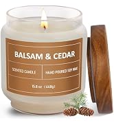 Balsam & Cedar Candle, 15.8oz Large Pine Scented Candles, Jar Candle for Home Scented, Christmas ...