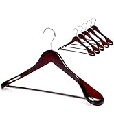 TOPIA HANGER Set of 6 Luxury Mahogany Wooden Coat Hangers, Premium Wood Suit Hangers, Glossy Fini...