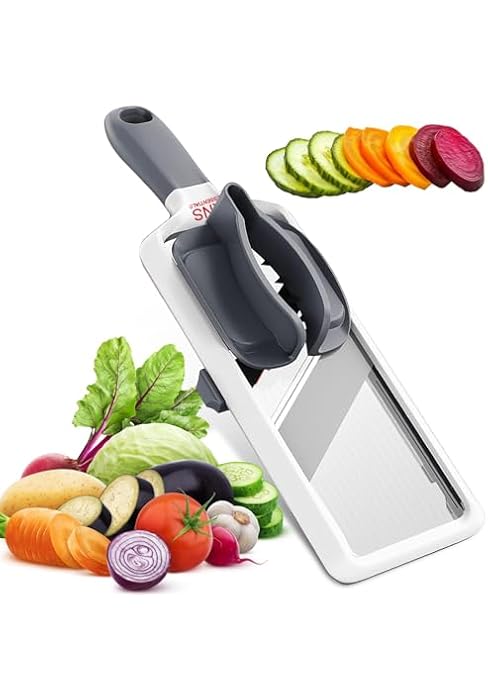 Mandoline Slicer for Kitchen – Adjustable Stainless Steel Blades, with Comfort Grip – Vegetable S...