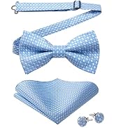 HISDERN Bow Ties for Men Pre-Tied Bow Tie Set Handkerchief & Cufflinks Plaid Classic Formal Bowti...