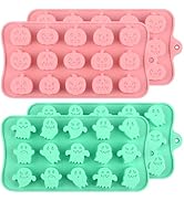 Actvty Halloween Candy Chocolate Mold Silicone Ice Cubes Molds, 4 Packs Pumpkin Molds and Ghost M...