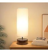 Touch Table Lamp, 3-Way Dimmable Modern Minimalist Accent Bedside Lamp with Cylinder Fabric Shade...