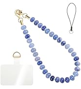 Handmade Natural Gemstone Crystal Beaded Charm Cell Phone Camera Lanyard, Hands-Free Wrist Strap,...