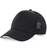 Haakong Mesh Cap for Women Men Adjustable Trucker Hats Quick Dry Cap for Sports Outdoor Summer Black