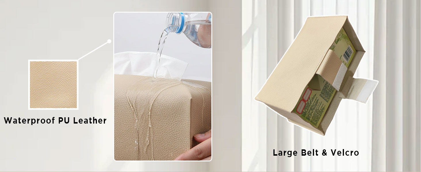 Plus Size Tissue Box Organizer for BathroomCarHotelOffice (9.5’’x5’’x5’’, Black)