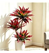 GTIDEA Artificial Tree 3.93Ft Faux Agave Plant with 3 Heads (Red) | Artificial Agave Plants in Pl...