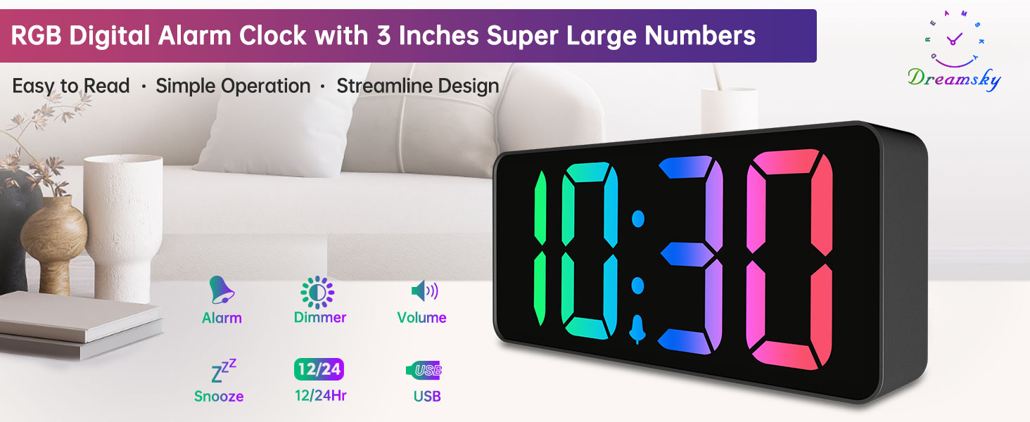 rgb digital alarm clocks for bedrooms