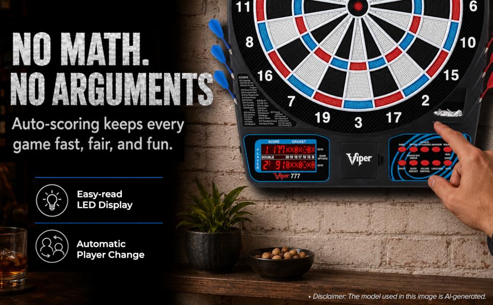 Regulation Size Electronic Dart Board with Automatic Scoring, Soft Tip Darts and Multiplayer Action.