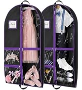 Dance Garment Bags for Dancers, 40" Garment Bags for Hanging Clothes with 3 Clear Zipper Pockets,...
