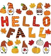 Hello Fall Cutouts Pumpkin Autumn Leaves Gnomes Classroom Bulletin Board Decorations Thanksgiving...