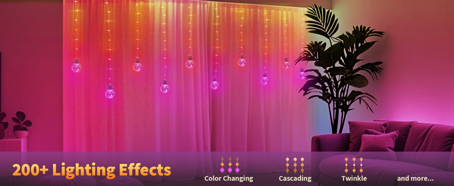 color changing curtain lights