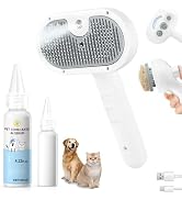 Pet Steam Brush for Dog & Cat - 3-in-1 Steam Grooming Brush for Shedding & Hair Removal - Self Cl...