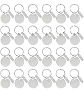 Frinnovan 30 Pack Round Engravable Metal Keychain Blanks Stainless Steel Engraving Key Ring Stamp...