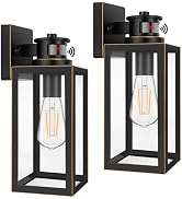 2-Pack Motion Sensor Outdoor Wall Lights, Waterproof Dusk to Dawn Exterior Wall Light Fixtures, O...