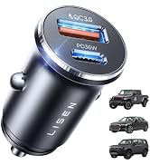 LISEN 69W Mini Cigarette Lighter Adapter Car Charger USB C Fast Charging, 12V Cigarette Lighter U...