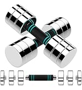 LIFERUN Steel Adjustable Dumbbell Set of 2, 5/10/15lb Free Weights Dumbbells Set, Non-Slip and Co...