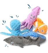 Wortade 5Pcs Dog Squeak Toys, No Stuffing Plush Dogs Chew Toy for Small Medium Large Dogs, Durabl...
