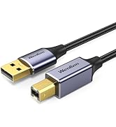 3.3ft USB 2.0 Printer Cable, USB A to B Cable with Ferrite Bead, Gold-Plated Connector, Nylon Bra...