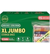 Seal Fresh 10 Gallon Large Plastic Storage Bags – 24" x 24" (15 Count) – Reusuable XXL Extra Larg...