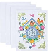 12 by 18-Inch Count Cross Stitch Fabric, 4 PCS Aida Cloth 14 Count, White Embroidery Fabric for E...