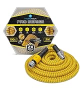 HydroTech 100 ft Expandable Garden Hose - Pro Series, 2x Max Flow, 3/4" No-Kink Flexibility, Ligh...