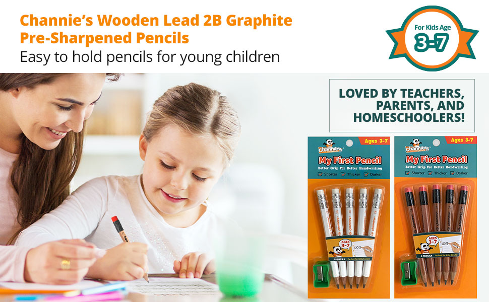 wooden lead 2B graphite pre sharpened pencils, easy for kids to hold, loved by parents and teachers