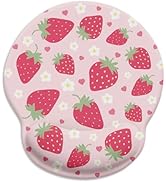 LIMKRIAN Strawberry Mouse Pad, Pink Ergonomic Mouse Pad with Wrist Rest, Gaming Mousepad with Non...