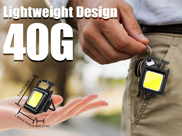 LED COB rechargeable Ultra-light 40g compact keychain flashlight, easy to carry on your keyring.