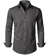 JEMITOP Men's Stretch Soft Slim Fit Dress Shirts Long Sleeve Formal Wedding Business Casual Butto...