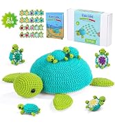 FOUSNOW Crochet Kit for Beginners, 21 Pcs Turtles Family Crochet Animal Kit for Adults, Memory Ma...