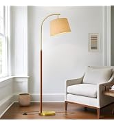 G-SAFAVA Real Wood Floor Lamps for Living Room Bedroom, 62.5" Mid Century Modern Lamp Gold Standi...