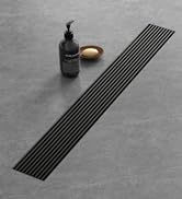 Sharpeye 24 Inch Linear Shower Drain with Removable Wedge Wire Pattern Grate, Matte Black 304 Sta...